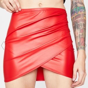 Red dolls kill vegan leather mini skirt